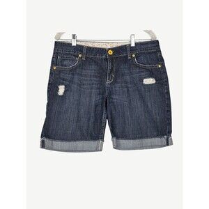 No Boundaries Low Rise Denim Bermuda Cuffed Shorts Size 13 Western Rodeo Boho